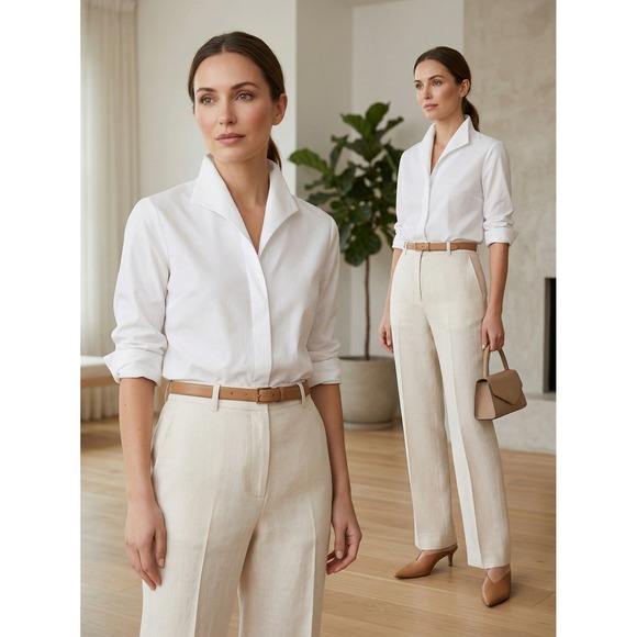Toteme Pants - Totême Mayfair Linen Trousers Ivory Cream Straight Leg Pants Women's M